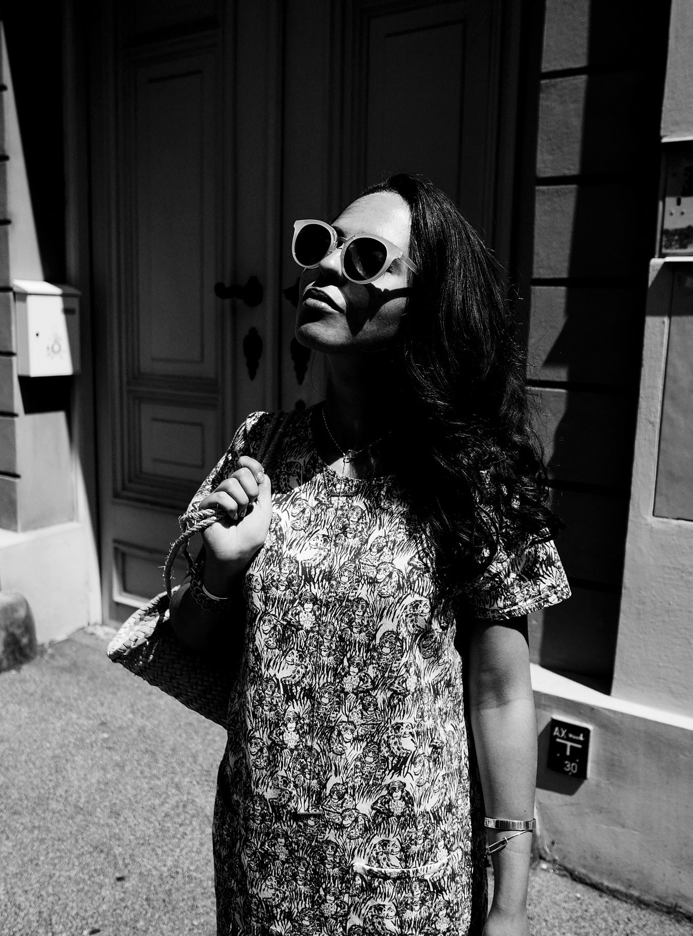 Outfit: Gorilla-Printed Dress & White Slip-On Sneaker