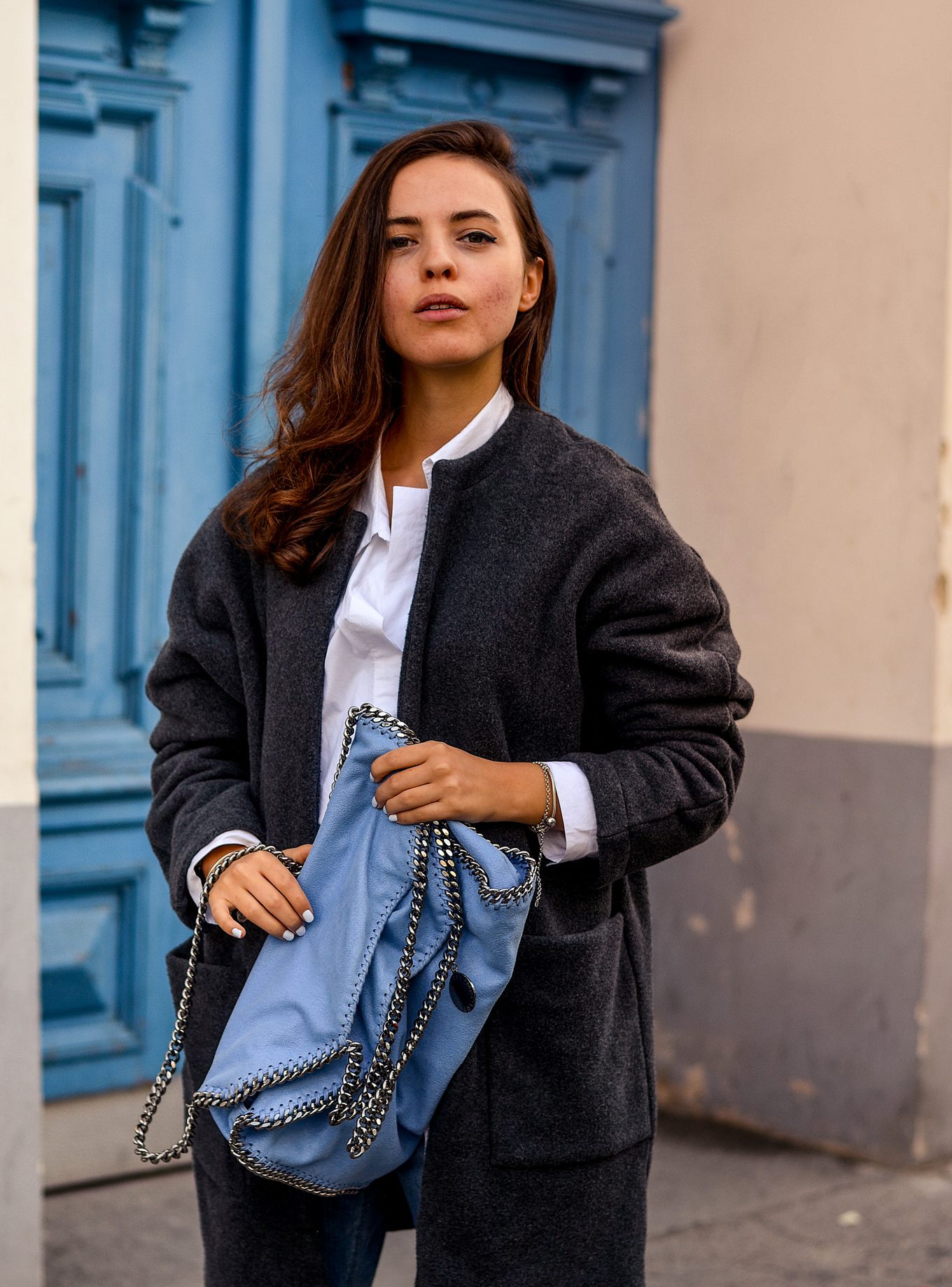 Back in Blue! Baumwoll-Fleece, White & Plateau